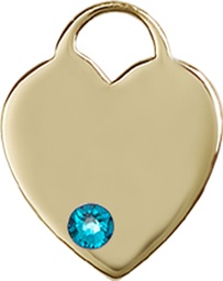 [3400KT-STN12] 14kt Gold Heart Medal with a 3mm Zircon Swarovski stone