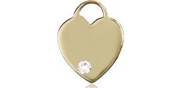 [3400KT-STN4] 14kt Gold Heart Medal with a 3mm Crystal Swarovski stone
