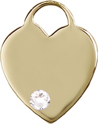 [3400KT-STN4] 14kt Gold Heart Medal with a 3mm Crystal Swarovski stone