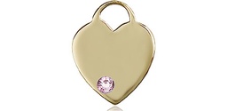 [3400KT-STN6] 14kt Gold Heart Medal with a 3mm Light Amethyst Swarovski stone