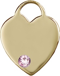 [3400KT-STN6] 14kt Gold Heart Medal with a 3mm Light Amethyst Swarovski stone