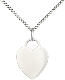 [3400SS/18SS] Sterling Silver Heart Pendant on a 18 inch Sterling Silver Light Curb chain