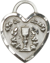 [3404SS] Sterling Silver Communion Heart Medal