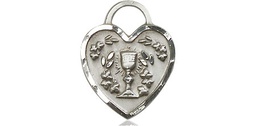 [3404SS] Sterling Silver Communion Heart Medal