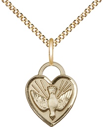 [3405GF/18G] 14kt Gold Filled Confirmation Heart Pendant on a 18 inch Gold Plate Light Curb chain