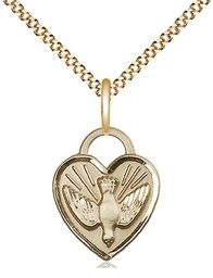 [3405GF/18G] 14kt Gold Filled Confirmation Heart Pendant on a 18 inch Gold Plate Light Curb chain