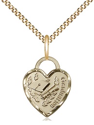 [3406GF/18G] 14kt Gold Filled Graduation Heart Pendant on a 18 inch Gold Plate Light Curb chain