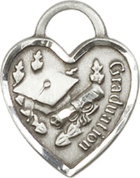 [3406SS] Sterling Silver Graduation Heart Medal