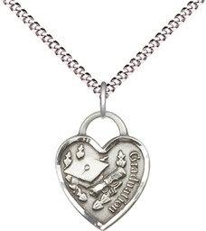 [3406SS/18S] Sterling Silver Graduation Heart Pendant on a 18 inch Light Rhodium Light Curb chain