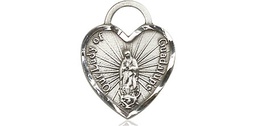[3408SS] Sterling Silver Our Lady of Guadalupe Heart Medal