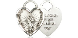 [3409SS] Sterling Silver Our Lady of Guadalupe Heart Medal