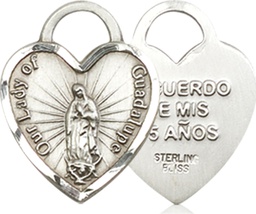 [3409SS] Sterling Silver Our Lady of Guadalupe Heart Medal