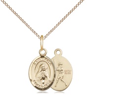 [9181GF/18GF] 14kt Gold Filled Saint Rita Baseball Pendant on a 18 inch Gold Filled Light Curb chain