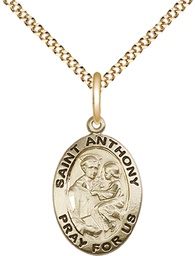 [3981GF/18G] 14kt Gold Filled Saint Anthony of Padua Pendant on a 18 inch Gold Plate Light Curb chain