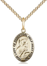 [3982GF/18G] 14kt Gold Filled Our Lady of Perpetual Help Pendant on a 18 inch Gold Plate Light Curb chain