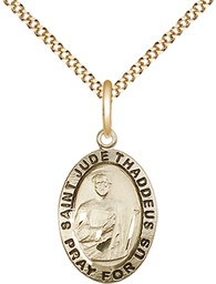 [3983GF/18G] 14kt Gold Filled Saint Jude Pendant on a 18 inch Gold Plate Light Curb chain