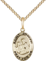 [3984GF/18G] 14kt Gold Filled Saint Joseph Pendant on a 18 inch Gold Plate Light Curb chain