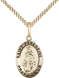 [3986GF/18G] 14kt Gold Filled Saint Peregrine Pendant on a 18 inch Gold Plate Light Curb chain