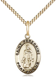 [3986GF/18G] 14kt Gold Filled Saint Peregrine Pendant on a 18 inch Gold Plate Light Curb chain
