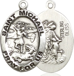 [3987SSY] Sterling Silver Saint Michael the Archangel Medal - With Box