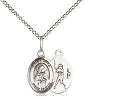 [9181SS/18SS] Sterling Silver Saint Rita Baseball Pendant on a 18 inch Sterling Silver Light Curb chain