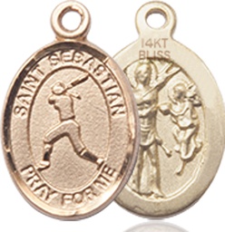 [9183KT] 14kt Gold Saint Sebastian  Softball Medal