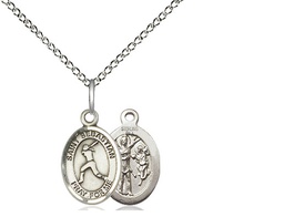 [9183SS/18SS] Sterling Silver Saint Sebastian  Softball Pendant on a 18 inch Sterling Silver Light Curb chain