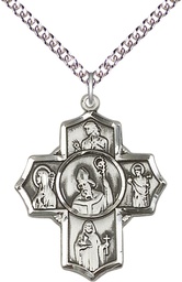 [5718SS/24SS] Sterling Silver Irish 5-Way Pendant on a 24 inch Sterling Silver Heavy Curb chain