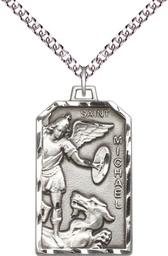 [5720SS/24SS] Sterling Silver Saint Michael the Archangel Pendant on a 24 inch Sterling Silver Heavy Curb chain