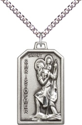 [5721SS/24SS] Sterling Silver Saint Christopher Pendant on a 24 inch Sterling Silver Heavy Curb chain