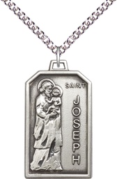 [5722SS/24SS] Sterling Silver Saint Jospeh Pendant on a 24 inch Sterling Silver Heavy Curb chain