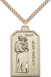 [5723GF/24GF] 14kt Gold Filled Saint Anthony Pendant on a 24 inch Gold Filled Heavy Curb chain