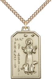 [5724GF/24GF] 14kt Gold Filled Saint Francis Pendant on a 24 inch Gold Filled Heavy Curb chain