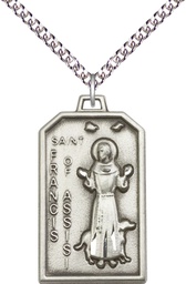 [5724SS/24SS] Sterling Silver Saint Francis Pendant on a 24 inch Sterling Silver Heavy Curb chain