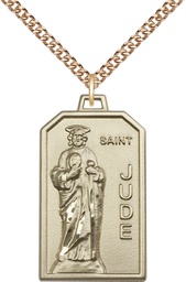 [5725GF/24GF] 14kt Gold Filled Saint Jude Pendant on a 24 inch Gold Filled Heavy Curb chain