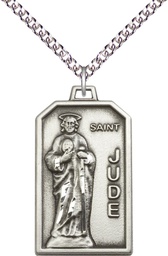 [5725SS/24SS] Sterling Silver Saint Jude Pendant on a 24 inch Sterling Silver Heavy Curb chain