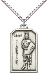 [5726SS/24SS] Sterling Silver Saint Florian Pendant on a 24 inch Sterling Silver Heavy Curb chain