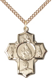 [5727GF/24GF] 14kt Gold Filled Carmelite 4-Way Pendant on a 24 inch Gold Filled Heavy Curb chain