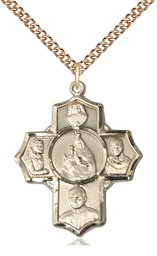 [5728GF/24GF] 14kt Gold Filled Polish 4-Way Pendant on a 24 inch Gold Filled Heavy Curb chain