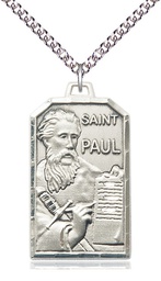 [5730SS/24SS] Sterling Silver Saint Paul the Apostle Pendant on a 24 inch Sterling Silver Heavy Curb chain