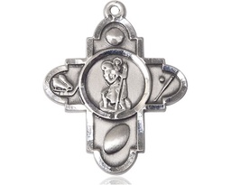 [5731SS] Sterling Silver Saint Christopher 5-Way Medal