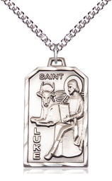 [5732SS/24SS] Sterling Silver Saint Luke the Apostle Pendant on a 24 inch Sterling Silver Heavy Curb chain