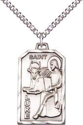 [5732SS/24SS] Sterling Silver Saint Luke the Apostle Pendant on a 24 inch Sterling Silver Heavy Curb chain