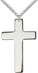 [5735SS/24SS] Sterling Silver Cross Pendant on a 24 inch Sterling Silver Heavy Curb chain