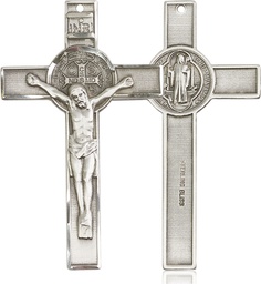 [5738SS] Sterling Silver Saint Benedict Crucifix Medal