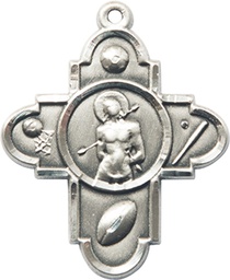 [5749SS] Sterling Silver 5-Way St Sebastian Medal