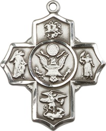 [5790SS2] Sterling Silver 5-Way Army Medal