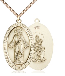 [5853GF/24GF] 14kt Gold Filled Scapular Pendant on a 24 inch Gold Filled Heavy Curb chain