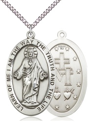 [5853SS/24SS] Sterling Silver Scapular Pendant on a 24 inch Sterling Silver Heavy Curb chain