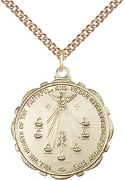 [5897GF/24GF] 14kt Gold Filled Seven Gifts Pendant on a 24 inch Gold Filled Heavy Curb chain